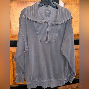 Aerie Charcoal Textured Pullover